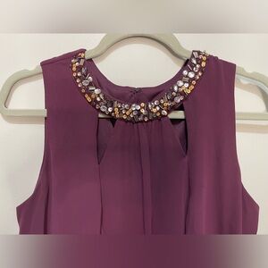 SL Fashions Embellished Neckline Sleeveless Dress